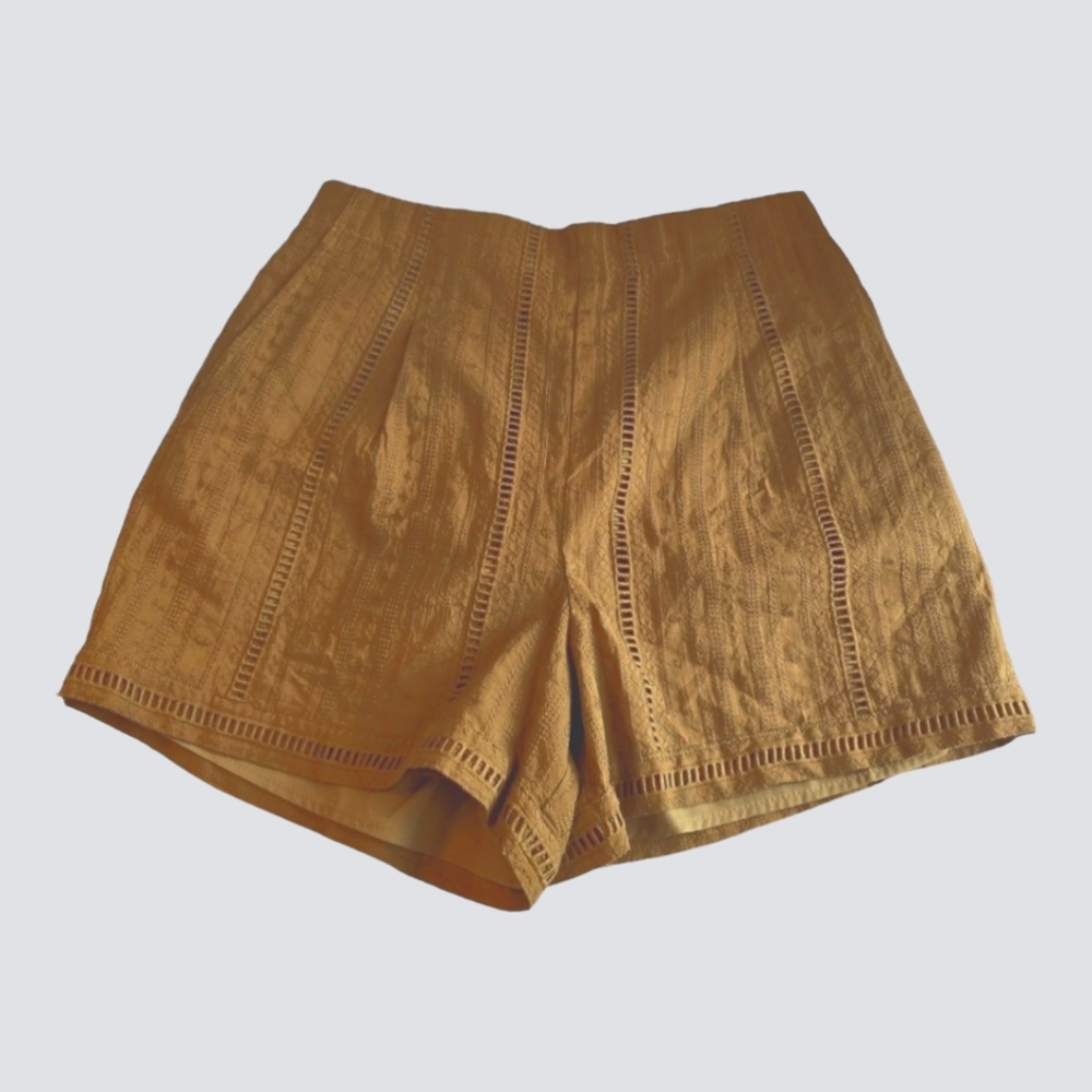 Gentle Fawn Luka Gold Brown High Rise Embroidered Shorts M - Picture 3 of 11